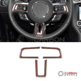 Reflective Carbon Fiber Steering Wheel Chrome Trim Overlay for 2015–2023 Ford Mustang
