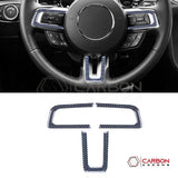 Reflective Carbon Fiber Steering Wheel Chrome Trim Overlay for 2015–2023 Ford Mustang