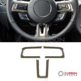 Reflective Carbon Fiber Steering Wheel Chrome Trim Overlay for 2015–2023 Ford Mustang