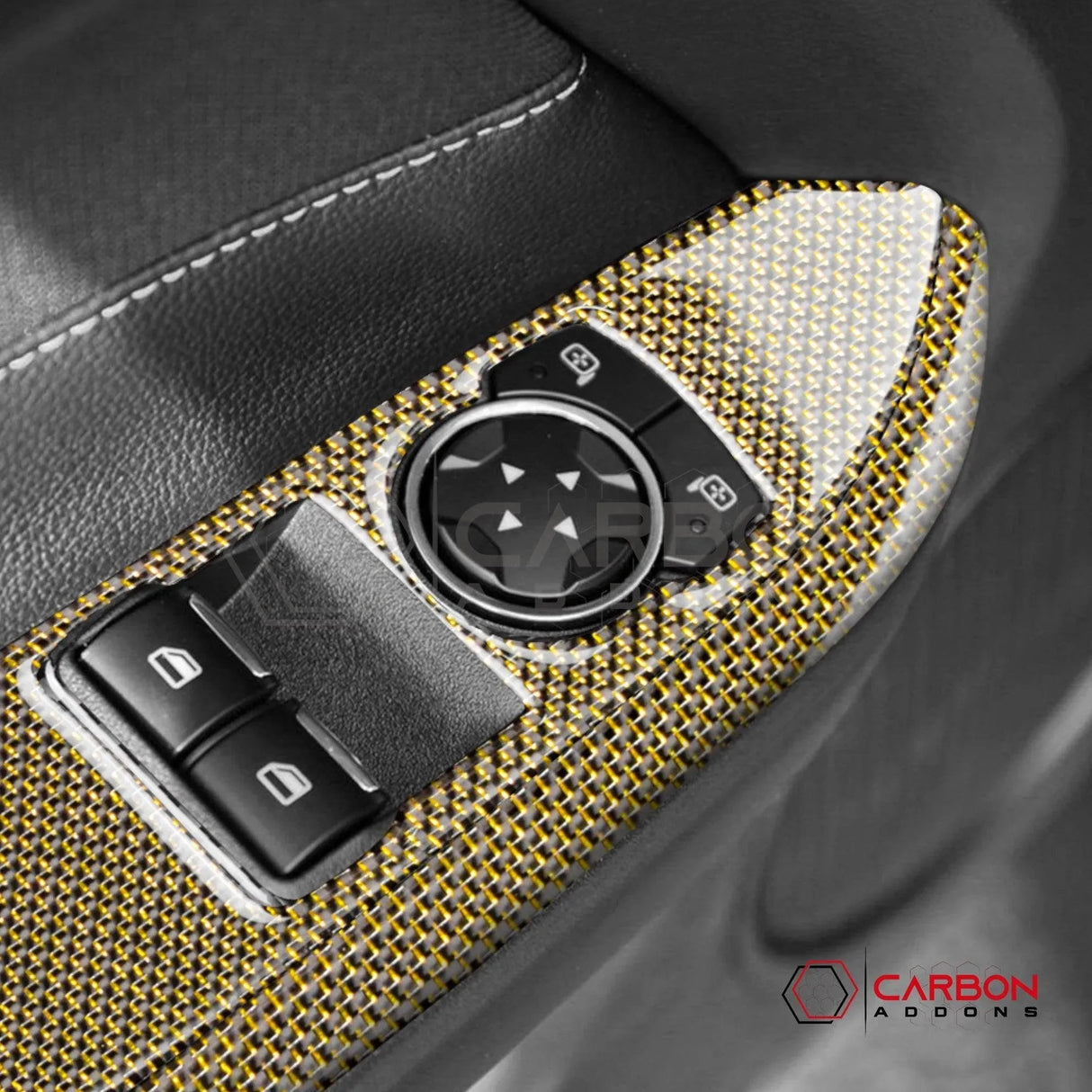 2015-2023 Mustang Reflective Carbon Fiber Window Switch Trim Overlay