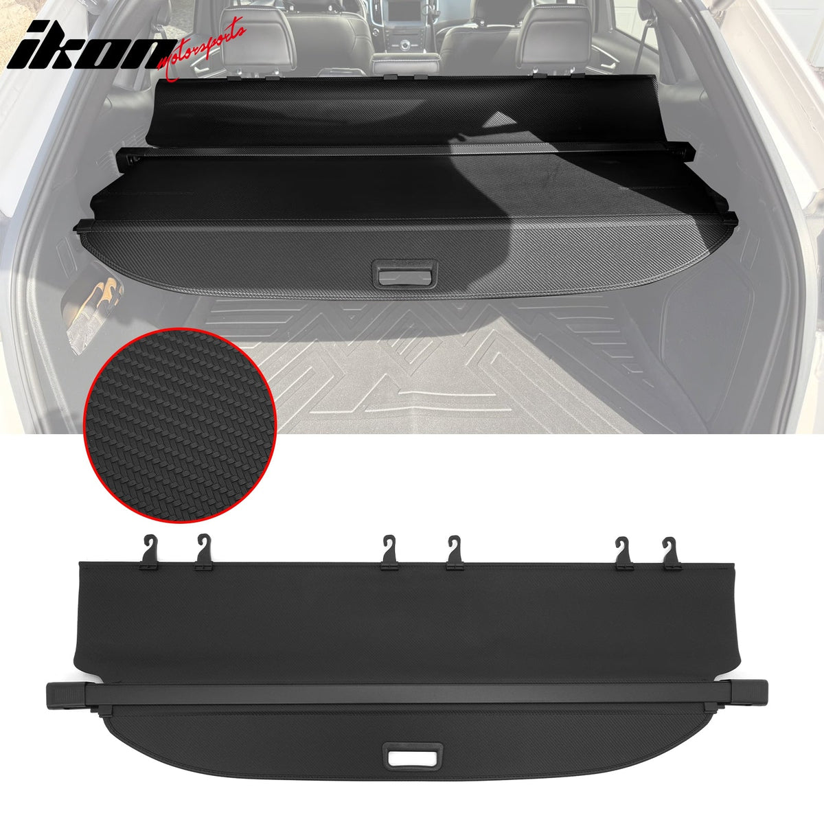 Retractable Rear Cargo Cover for Ford Edge 2015-2024 Carbon Fiber Texture