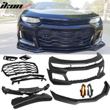 2016-2018 Chevy Camaro ZL1 Style Front Bumper + DRL Fog Lights Pair