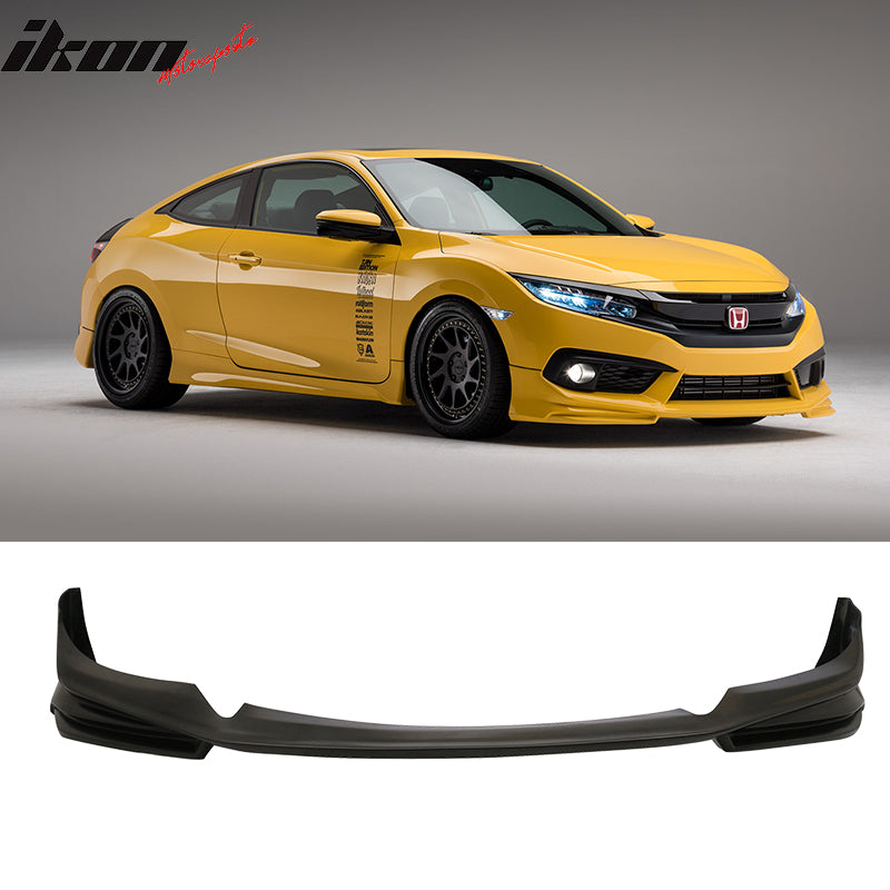 2016-2018 Honda Civic AP 2Dr 4Dr Front Lip Splitter Black PU