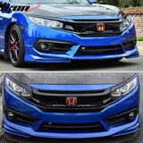 2016-2018 Honda Civic AP 2Dr 4Dr Front Lip Splitter Black PU