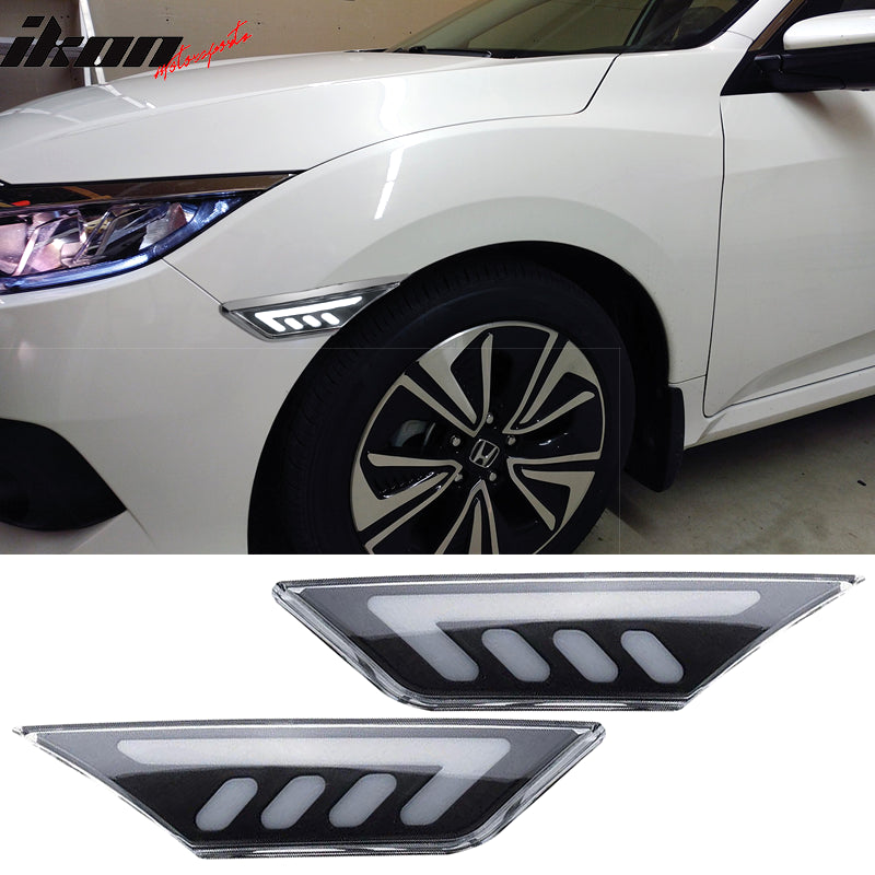 Side Marker Lights for Honda Civic 10th 2016-2018 Amber/White LED 2PCS