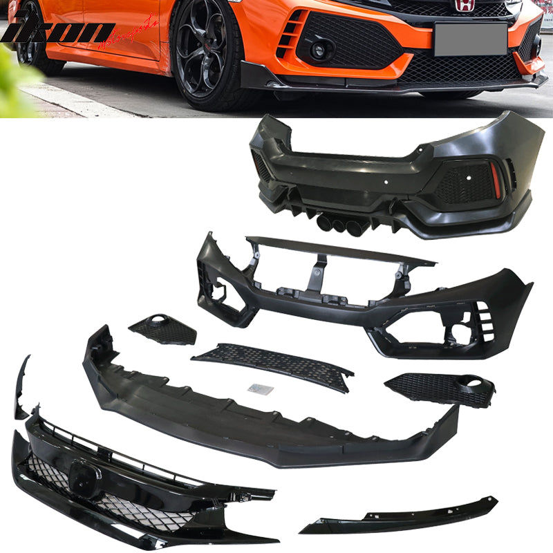 2016-2021 Honda Civic Sedan TR Style Front & Rear Bumper Cover PP