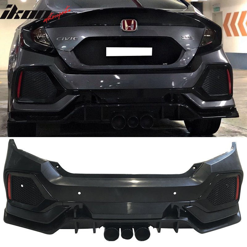 2016-2021 Honda Civic Sedan TR Style Rear Bumper Cover W/Diffuser PP