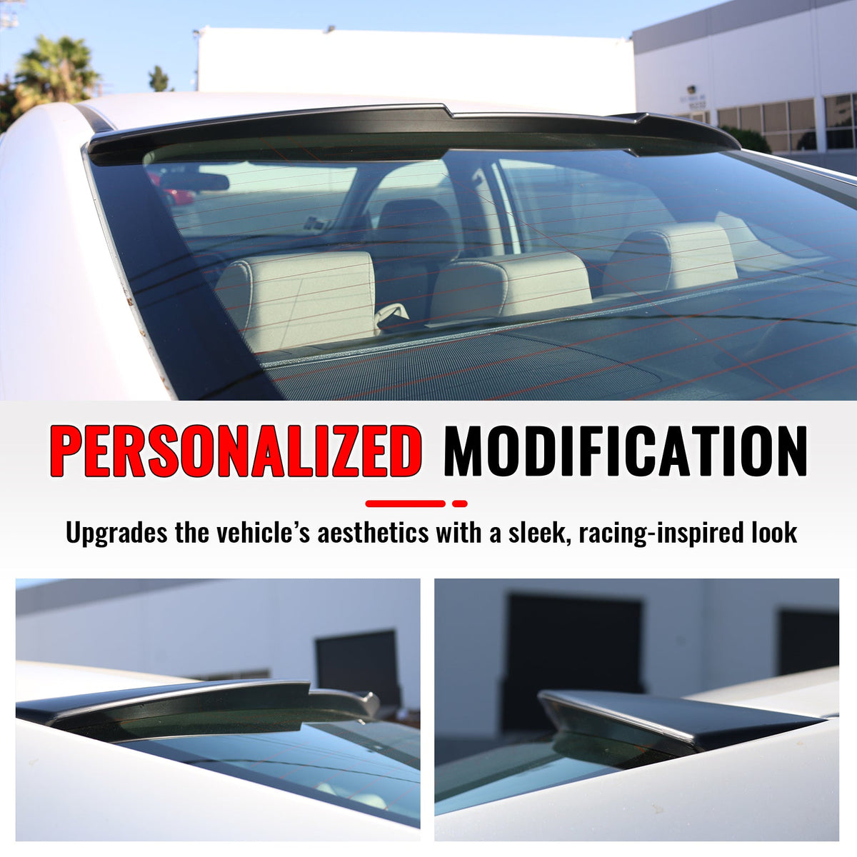 2016-2021 Honda Civic Sedan JDM Style Roof Spoiler Lip Matte Black ABS