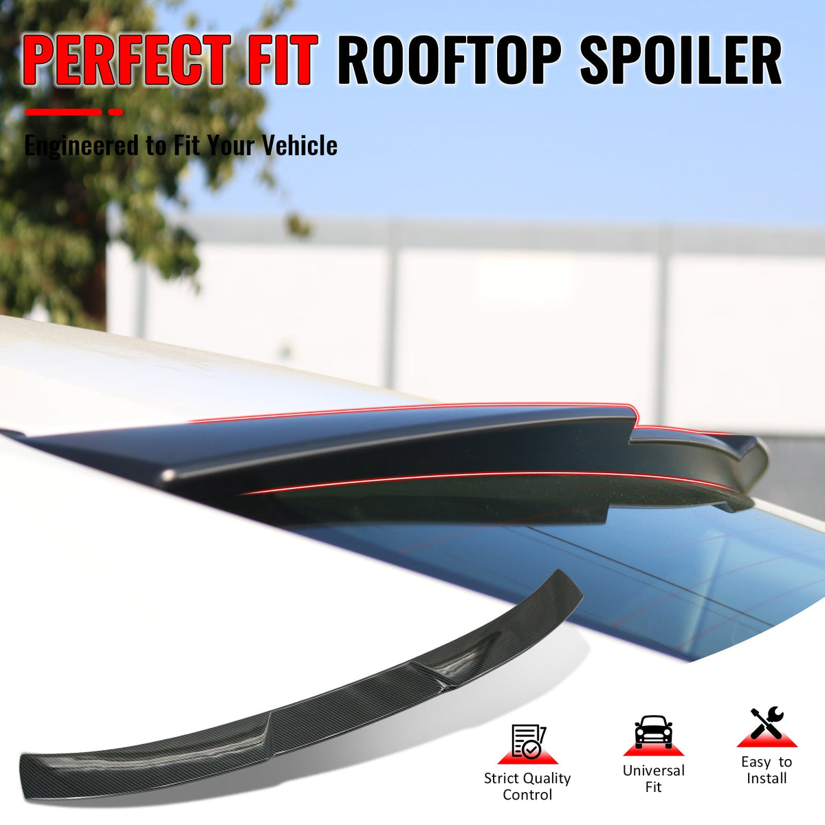 2016-2021 Honda Civic Sedan JDM Style Roof Spoiler Carbon Fiber Print