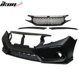2016-2021 Honda Civic OE Style Unpainted Front Bumper Cover W/ Grille