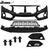 2016-2021 Honda Civic OE Style Unpainted Front Bumper Cover W/ Grille