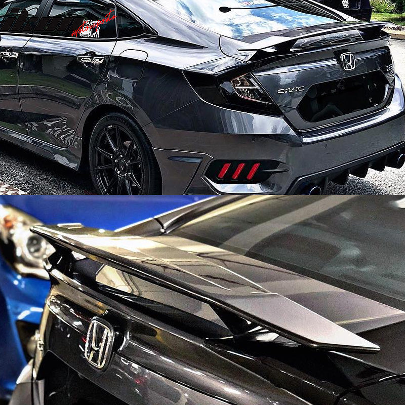 2016-2021 Honda Civic Sedan IKON Style Matte Black Rear Spoiler Wing