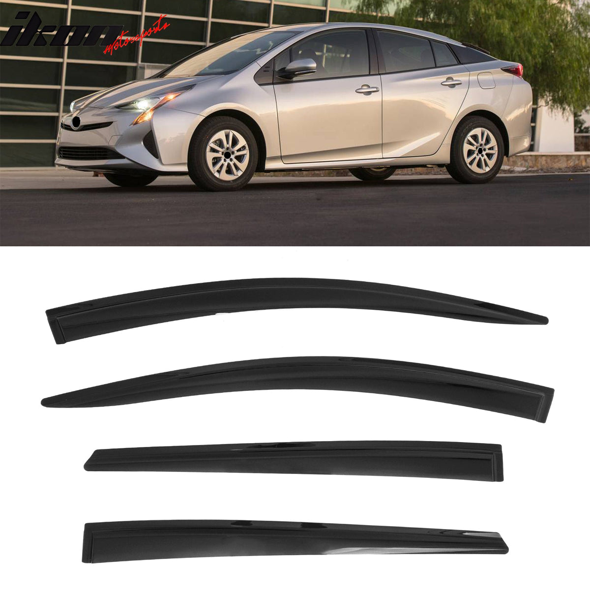 2016-2022 Toyota Prius& 2017-2022 Prius Prime Hatchback Window Visors Smoke Acrylic Rain Sun Deflectors Guard 4PCS Set