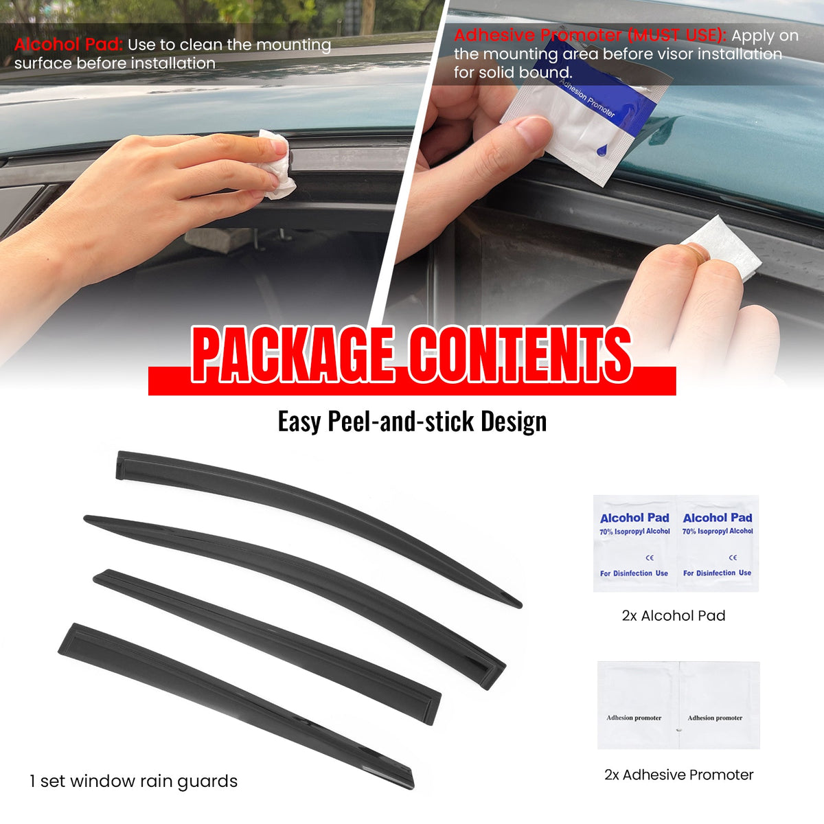 2016-2022 Toyota Prius& 2017-2022 Prius Prime Hatchback Window Visors Smoke Acrylic Rain Sun Deflectors Guard 4PCS Set