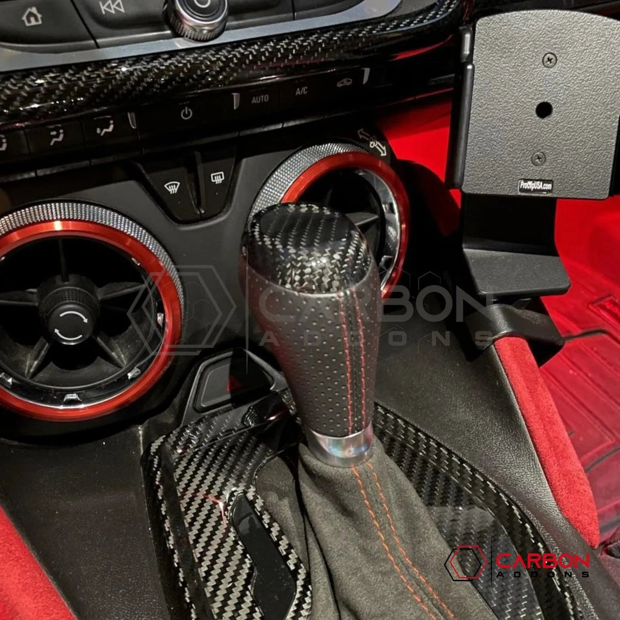 2016-2024 Camaro  Carbon Fiber Shift Knob Top Chrome Delete Cover