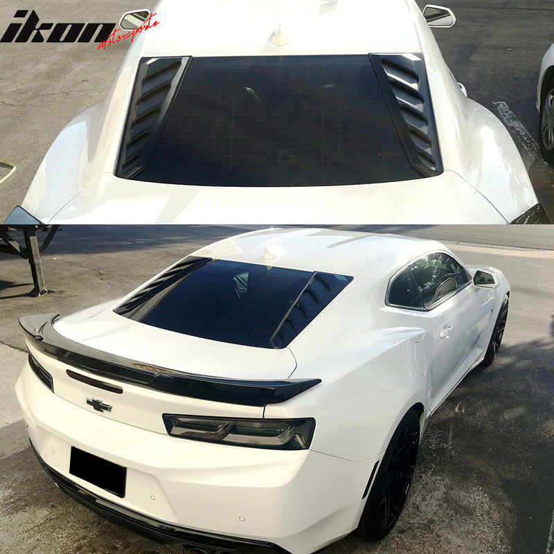 2016-2024 Chevy Camaro Black Rear Window Louvers Pair ABS