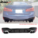2017-2020 BMW G30 Competition Style Gloss Rear Diffuser Black Quad Tips