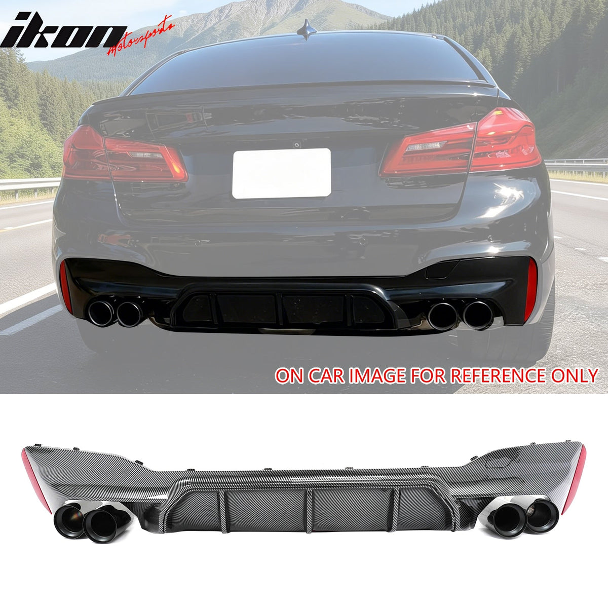 Rear Diffuser for BMW G30 2017-2020 Competition Style CF Print Black Quad Tips