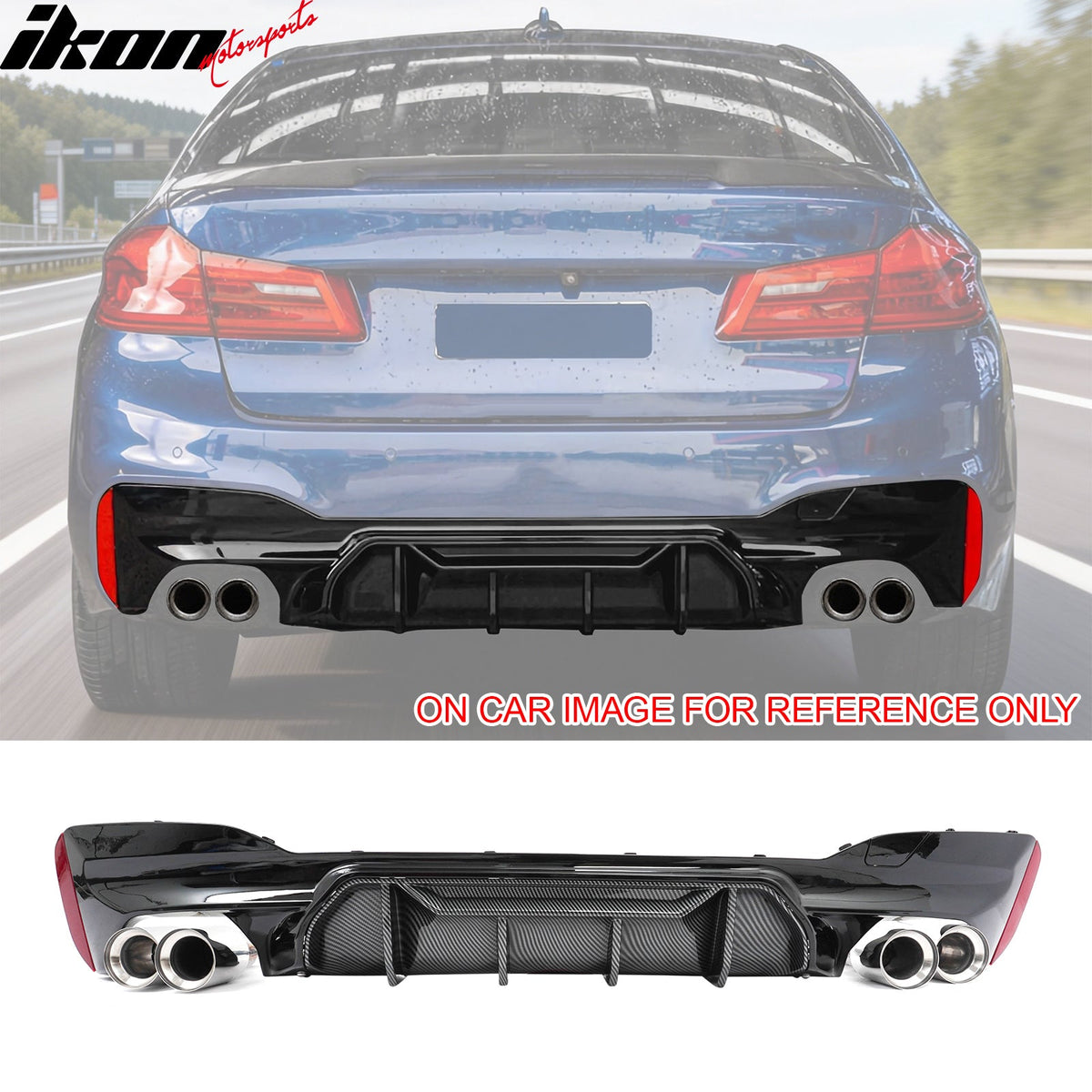2017-2020 BMW G30 5 Series MP Style Rear Diffuser+ Silver Quad Exhaust