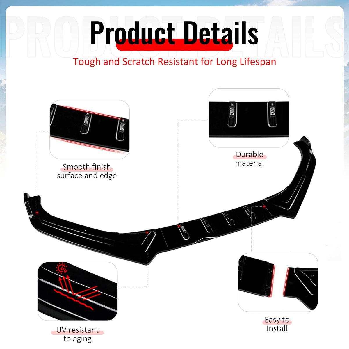 2017-2020 Subaru BRZ IKON Gloss Black Front Bumper Lip Spoiler PP