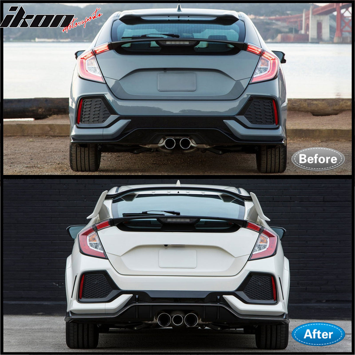 2017-2021 Honda Civic Hatchback Type R Rear Bumper Cover Garnish PP