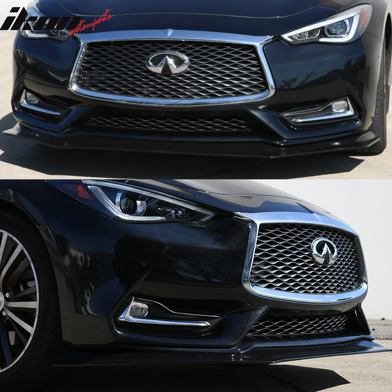 2017-2022 Infiniti Q60 IKON V4 Style Front Bumper Lip Spoiler Chin PU