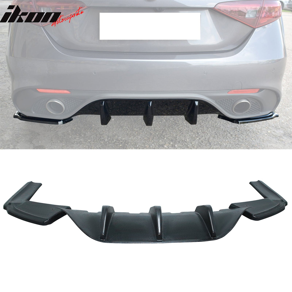 Rear Bumper Diffuser + Aprons for Alfa Romeo Giulia 2017-2026 MX Style PU