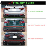 Rear Bumper Diffuser + Aprons for Alfa Romeo Giulia 2017-2026 MX Style PU