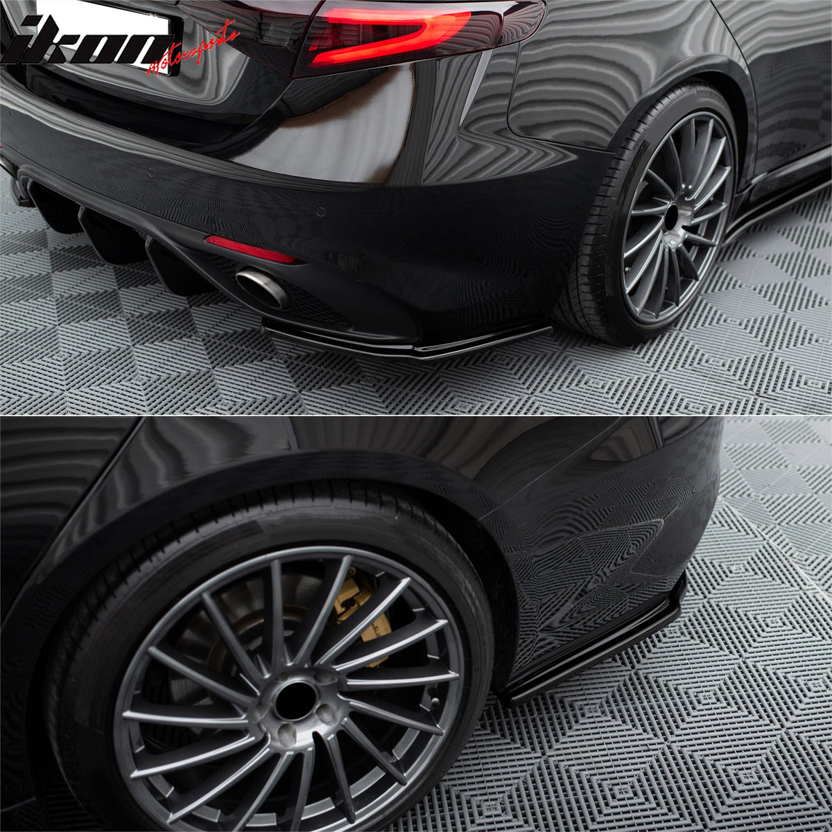 Rear Bumper Diffuser + Aprons for Alfa Romeo Giulia 2017-2026 MX Style PU