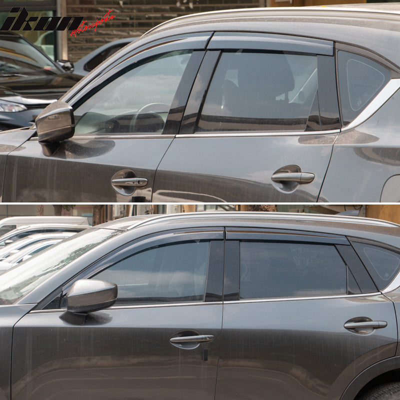 2017-2025 Mazda CX5 Slim Style Smoke Tinted Window Visor Polycarbonate