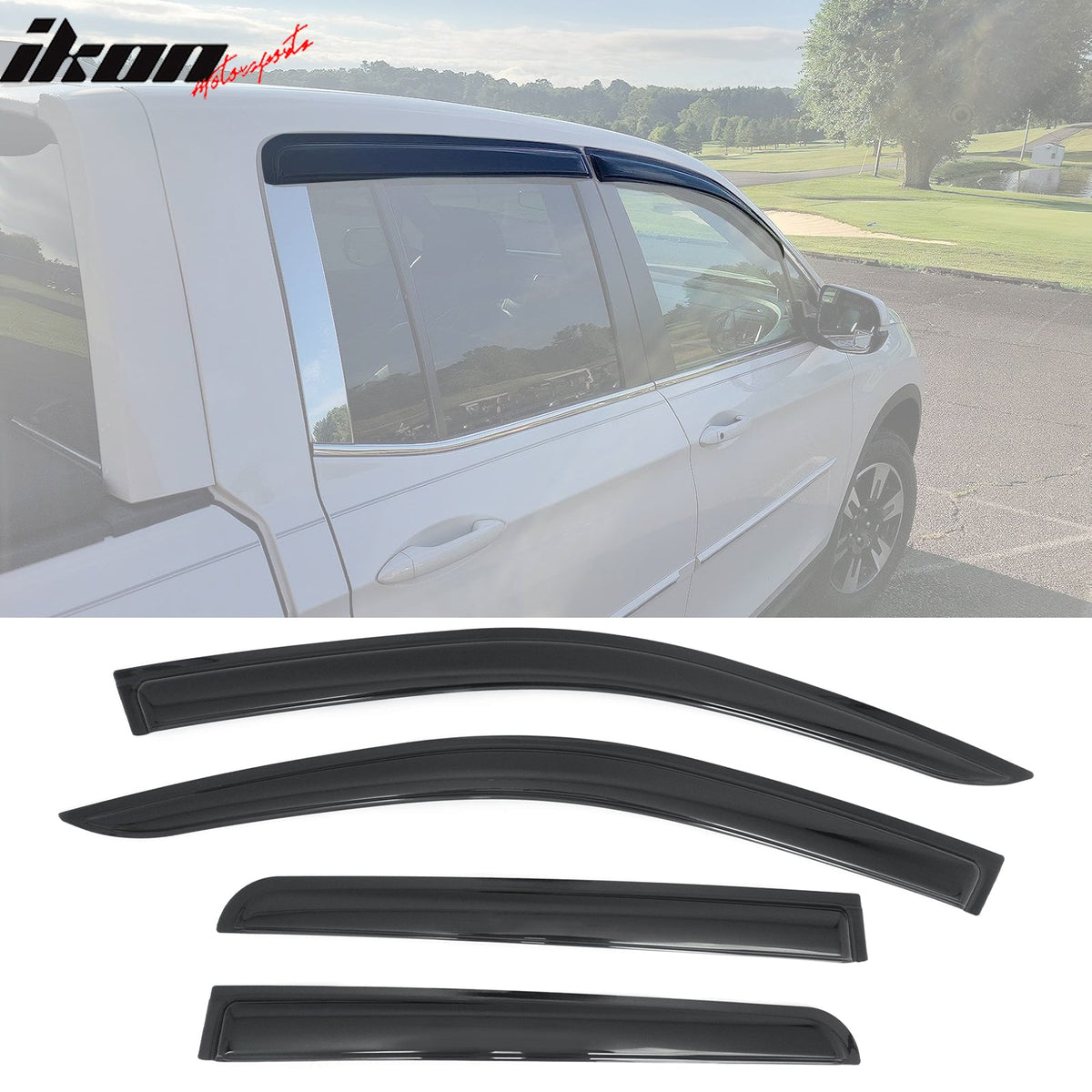 2017-2026 Honda Ridgeline Window Visors Smoke Acrylic Rain Sun Vent Deflectors Side Door Guard 4PCS Set