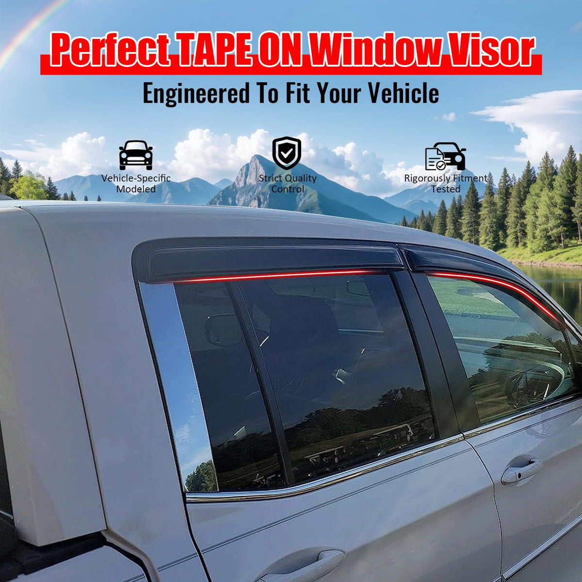 2017-2026 Honda Ridgeline Window Visors Smoke Acrylic Rain Sun Vent Deflectors Side Door Guard 4PCS Set