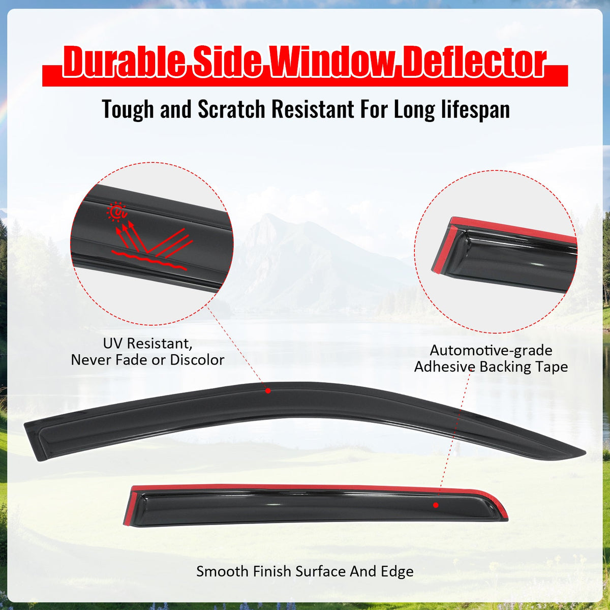 2017-2026 Honda Ridgeline Window Visors Smoke Acrylic Rain Sun Vent Deflectors Side Door Guard 4PCS Set