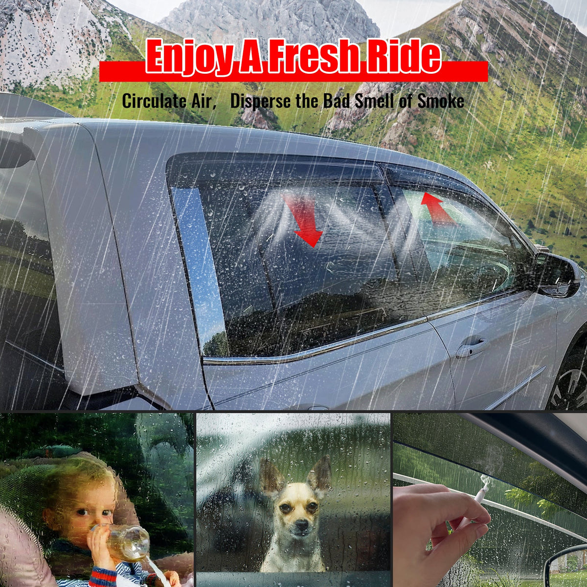 2017-2026 Honda Ridgeline Window Visors Smoke Acrylic Rain Sun Vent Deflectors Side Door Guard 4PCS Set