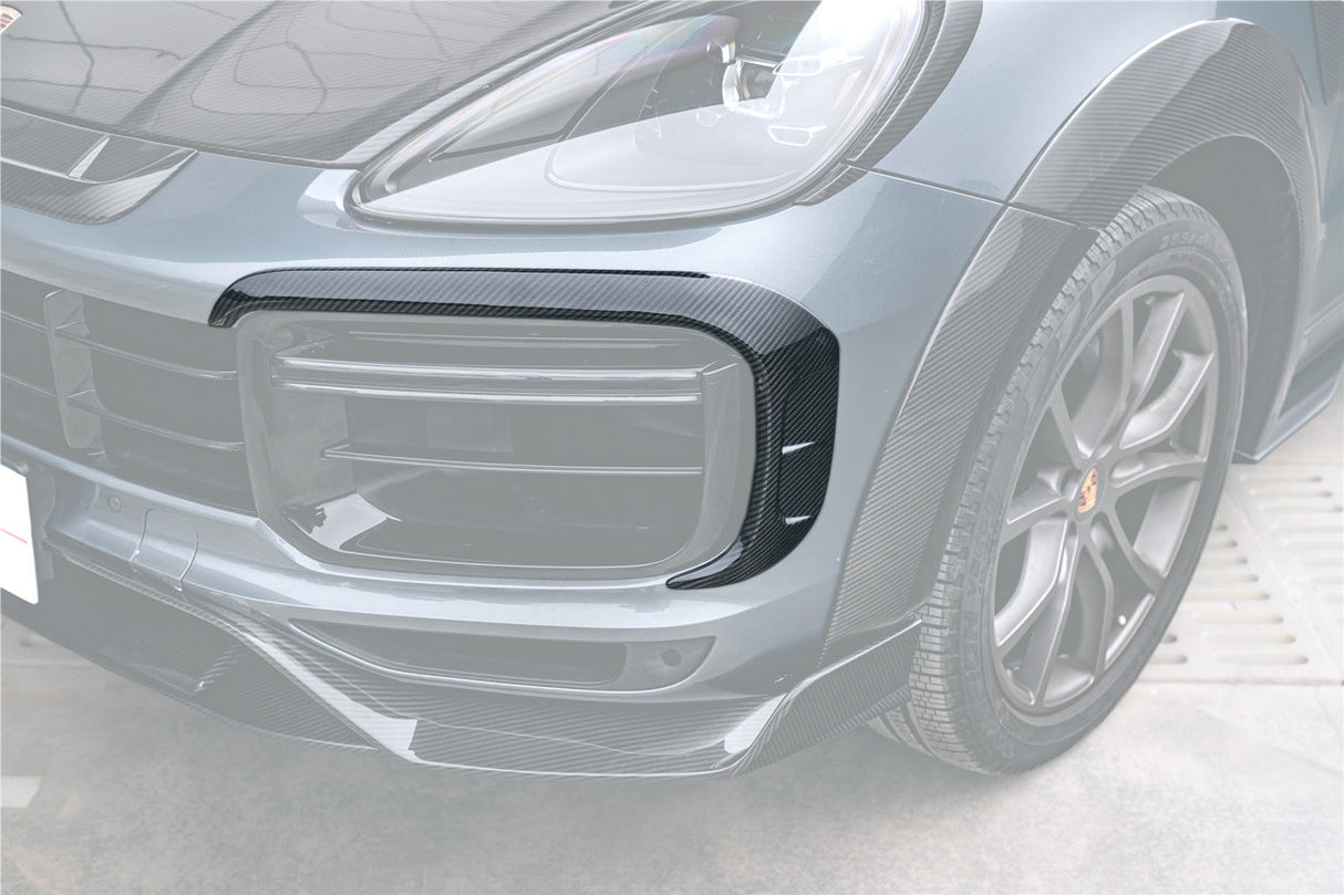 2018-2023 Porsche Cayenne 9YA 9Y0 9YB Autoclave Carbon Fiber Front Bumper Vent Trims Carbonado (MSY) Fits: Turbo, Turbo GT