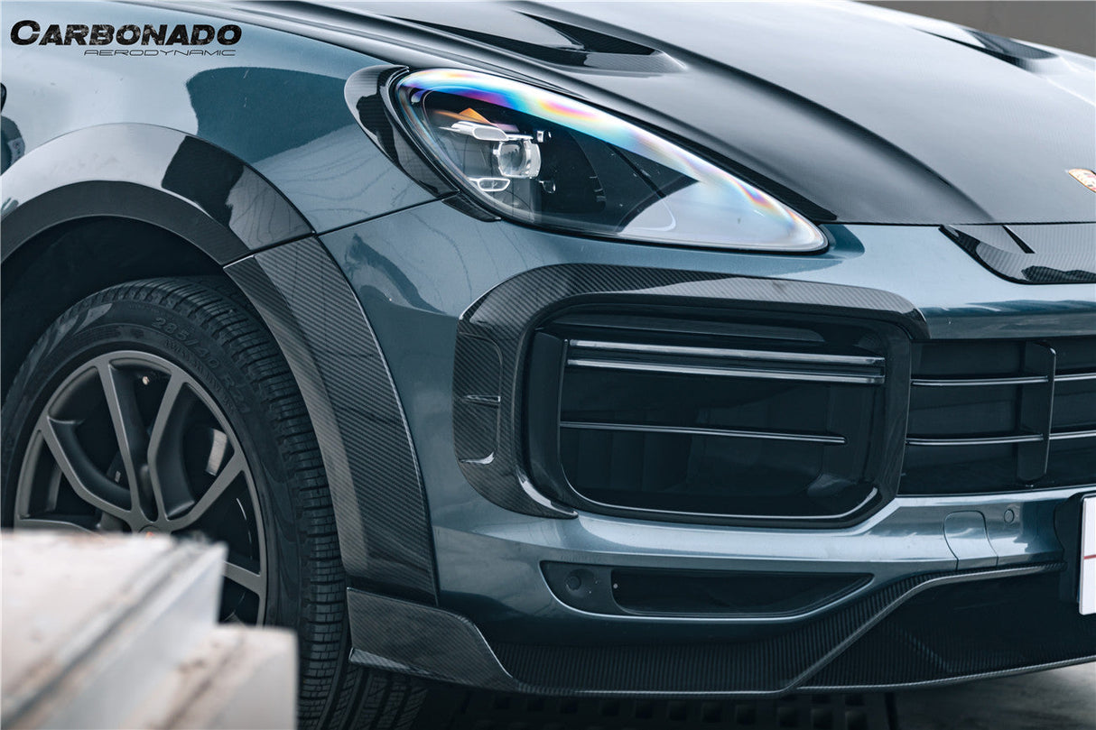 2018-2023 Porsche 9Y0.1 Cayenne S    E-Hybrid    Turbo MSY Style Dry Carbon Fiber Headlight Eyelid Eyebrow Cover