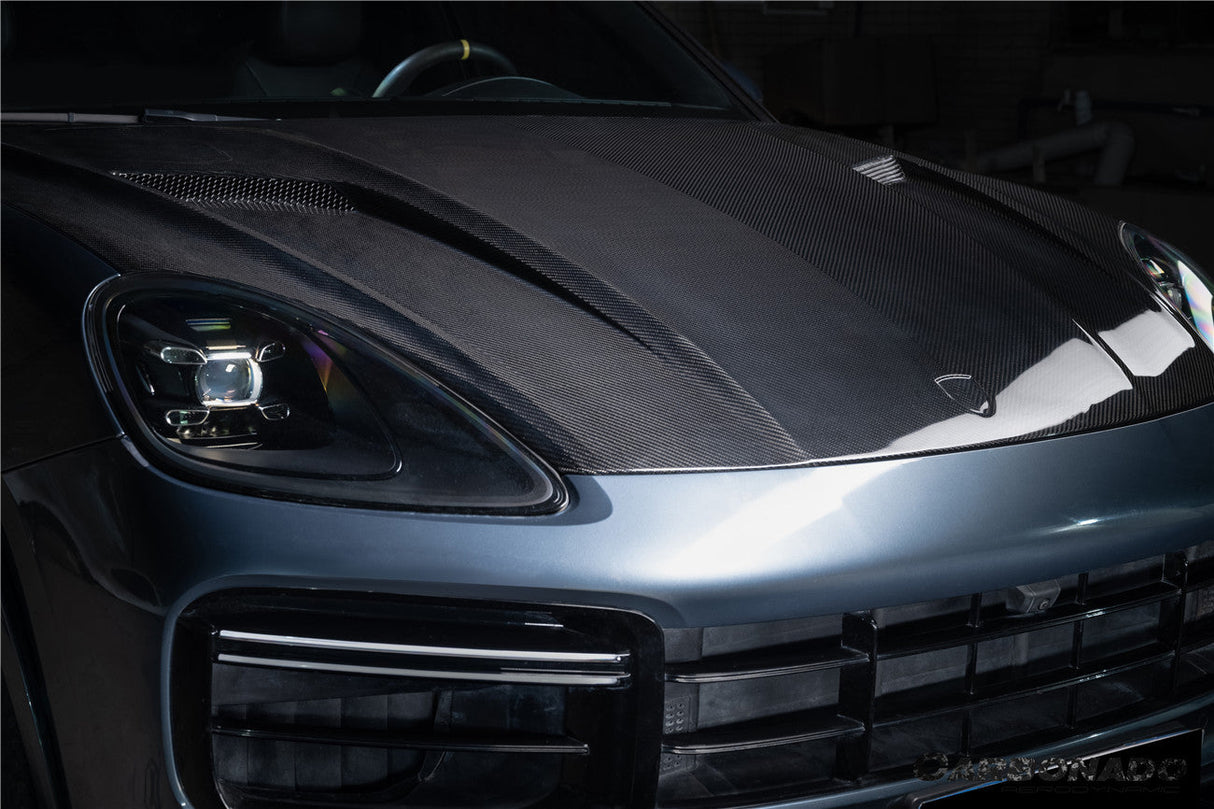 2018-2023 Porsche 9Y0 Cayenne S Coupe E-Hybrid Turbo TKT Style Dry Carbon Fiber Hood