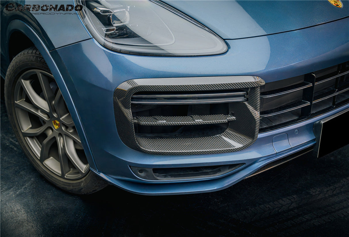 2018-2023 Porsche 9Y0.1 Cayenne Turbo TKT Style Dry Carbon Fiber Front Bumper Vent Cover