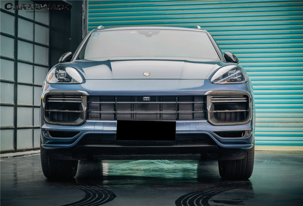 2018-2023 Porsche 9Y0.1 Cayenne Turbo TKT Style Dry Carbon Fiber Front Bumper Vent Cover