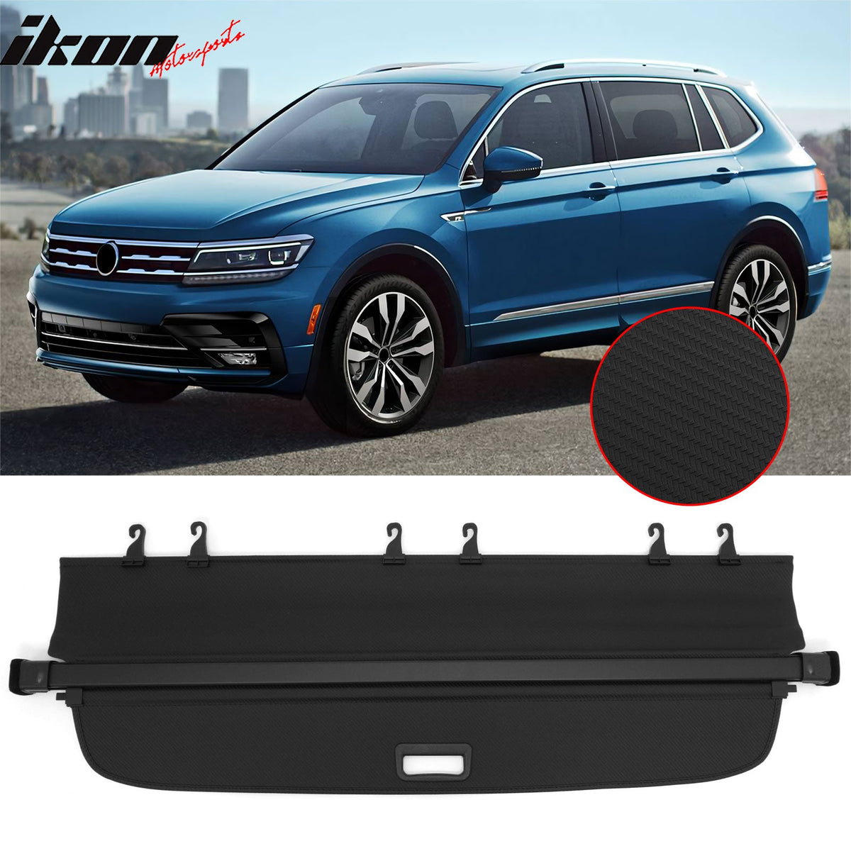 Rear Cargo Cover for Volkswagen Tiguan 2018-2024 Carbon Fiber Texture