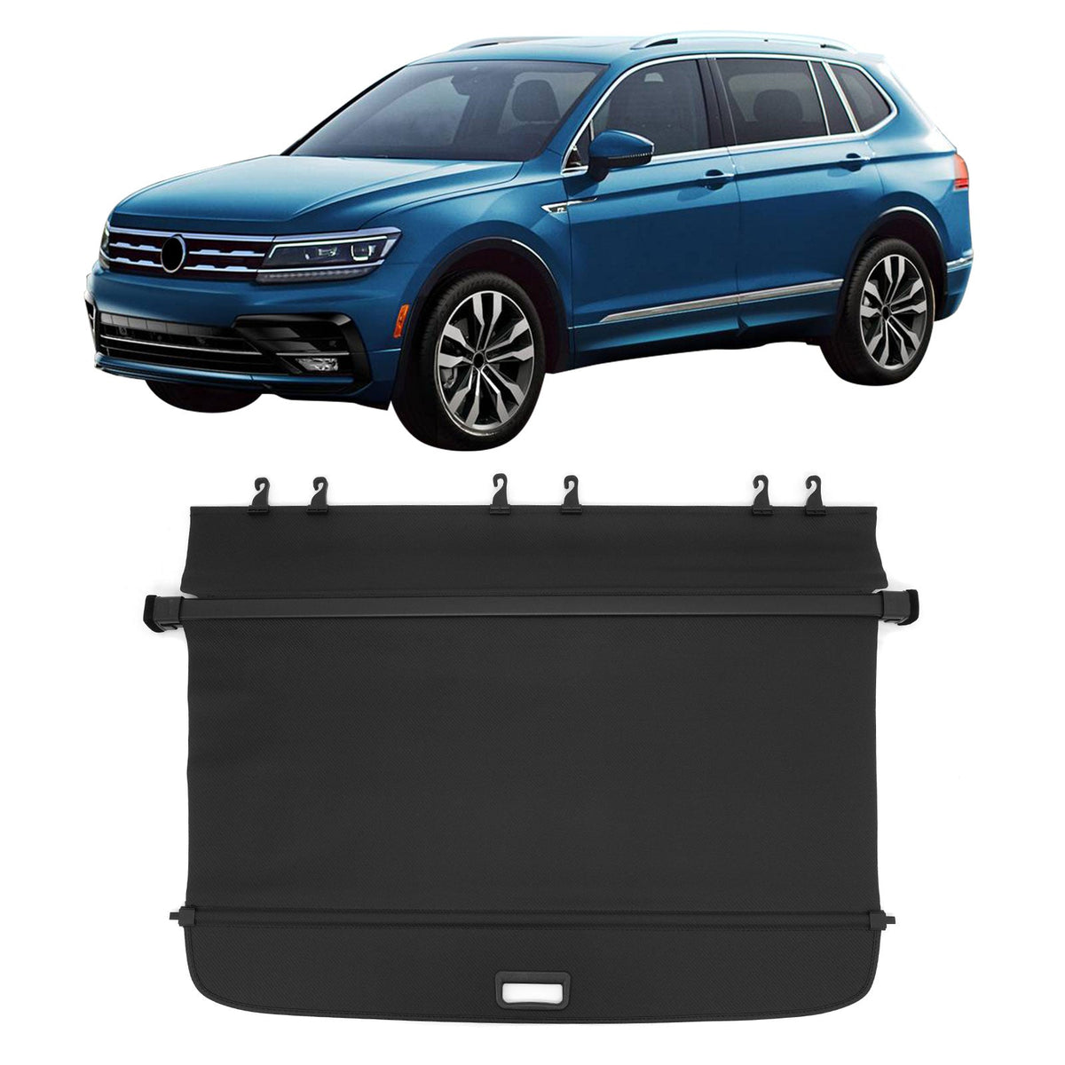 Rear Cargo Cover for Volkswagen Tiguan 2018-2024 Carbon Fiber Texture