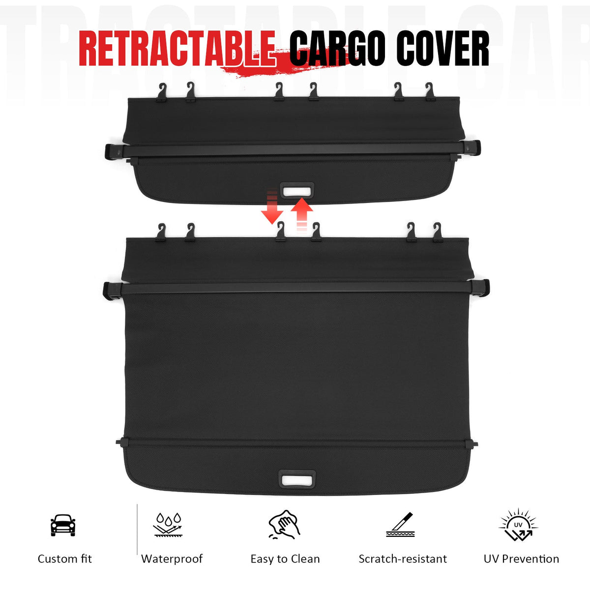 Rear Cargo Cover for Volkswagen Tiguan 2018-2024 Carbon Fiber Texture
