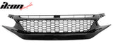 2019-2021 Honda Civic Gloss Black Honeycomb Front Upper Grille ABS