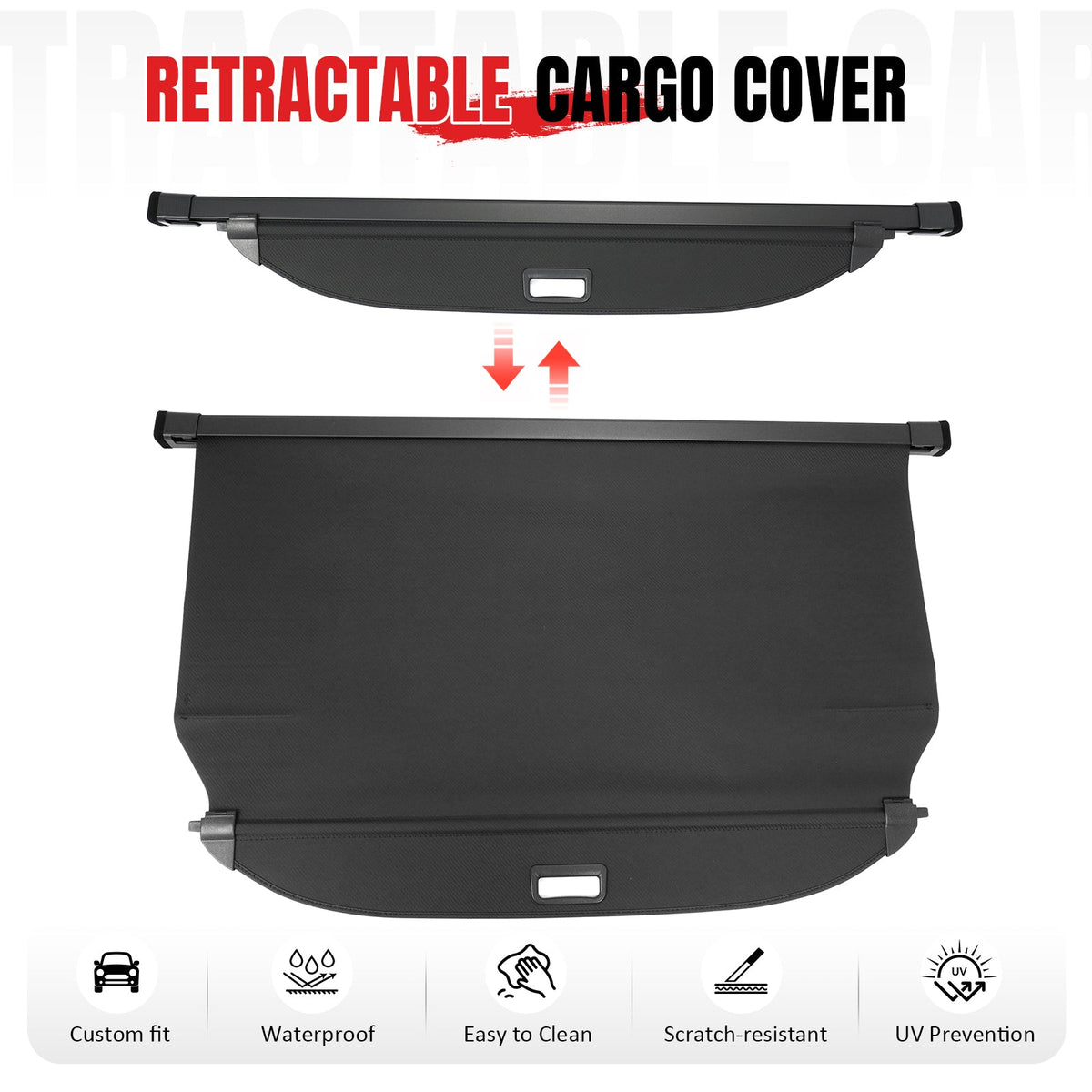 Rear Trunk Cargo Cover for Hyundai Santa Fe 2019-2023 Carbon Fiber Texture