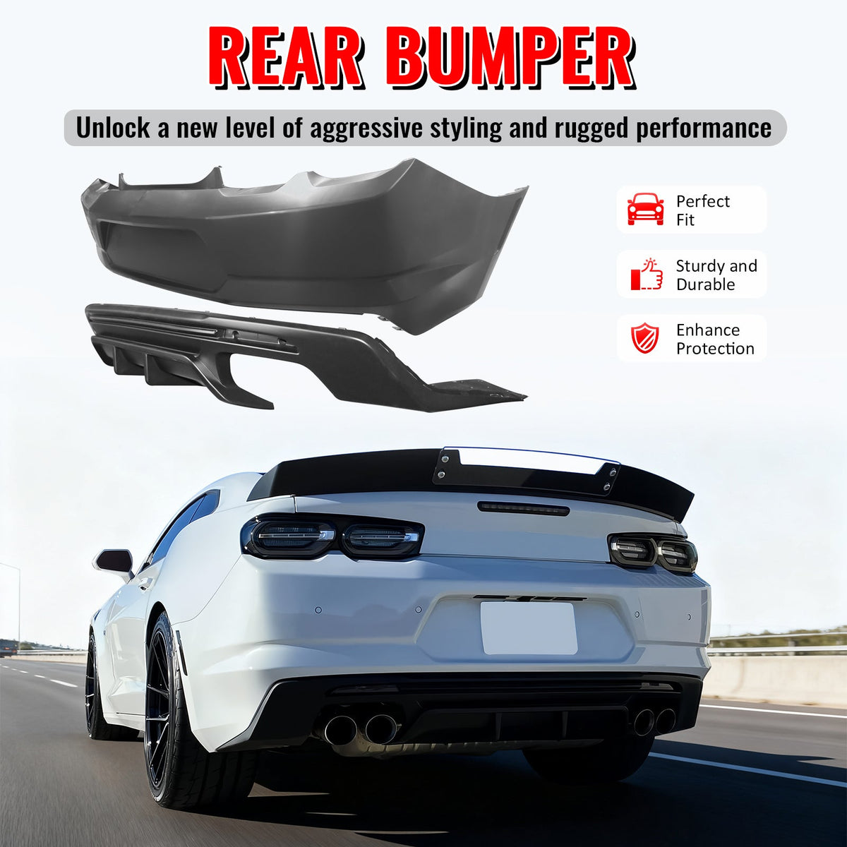 2019-2024 Chevy Camaro LT/LS/SS OE Rear Bumper Cover & Matte Diffuser