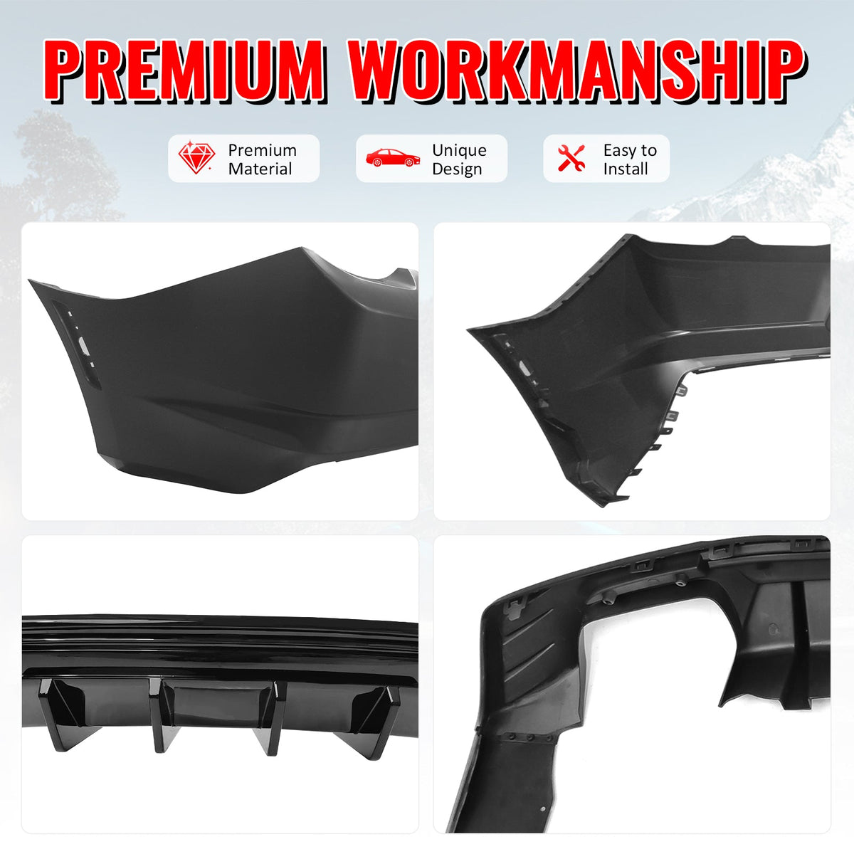 2019-2024 Chevy Camaro LT/LS/SS/ZL1 OE Rear Bumper+IKON Gloss Diffuser