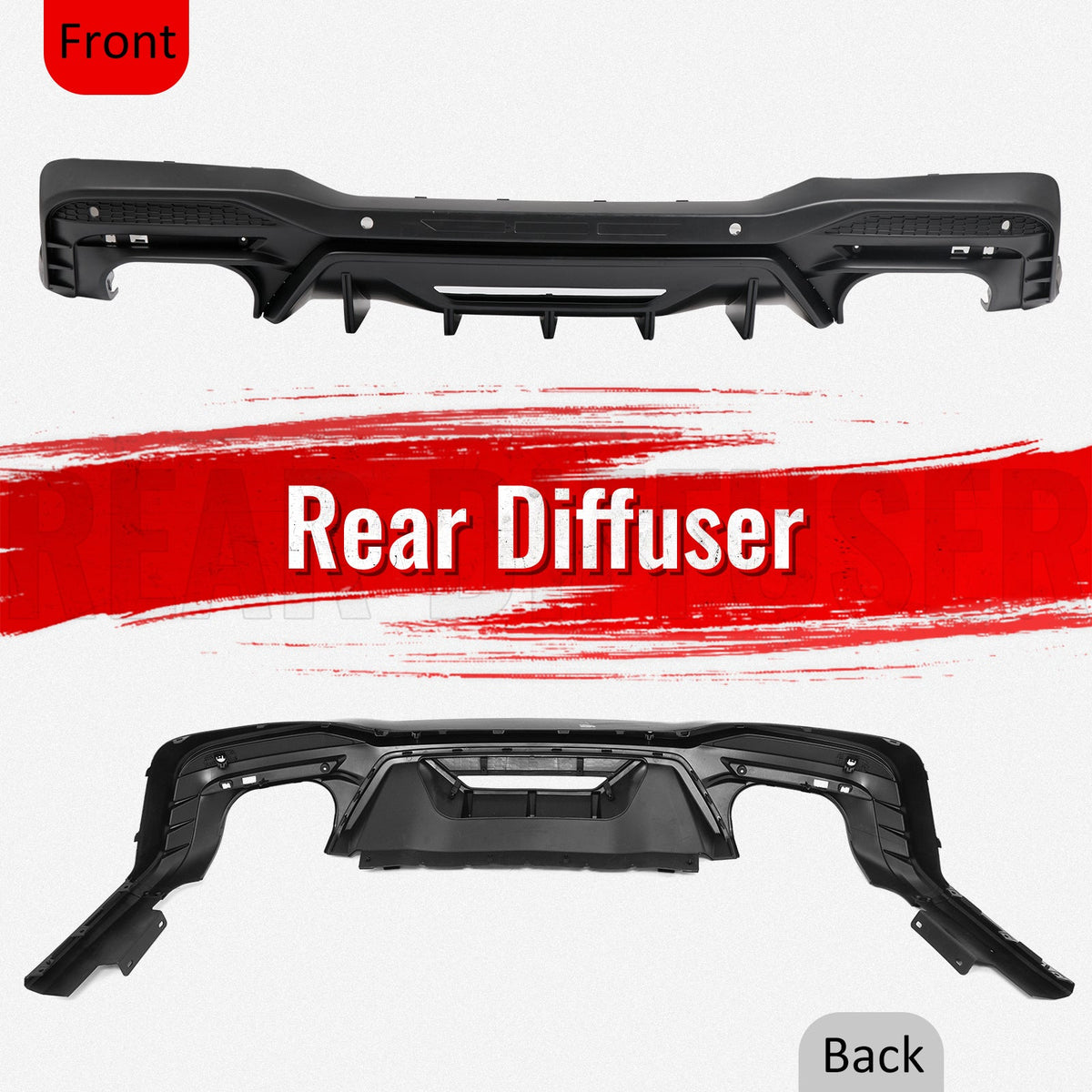 2024-2026 Ford Mustang Rear Bumper Diffuser Rock Style Matte Black