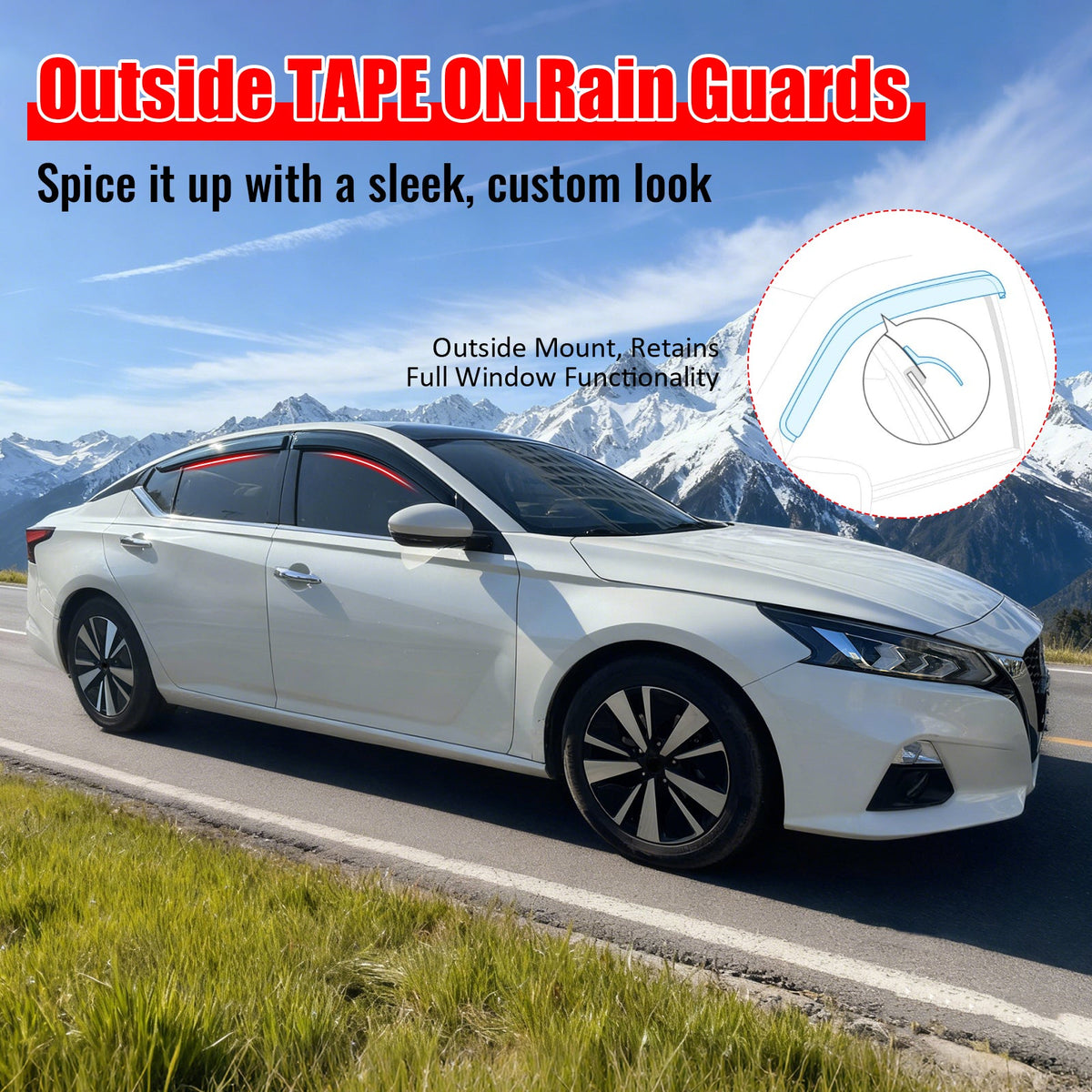 2019-2026 Nissan Altima Window Visors Smoke Acrylic Rain Sun Wind Deflectors Guard Side Door Shade 4PCS Set