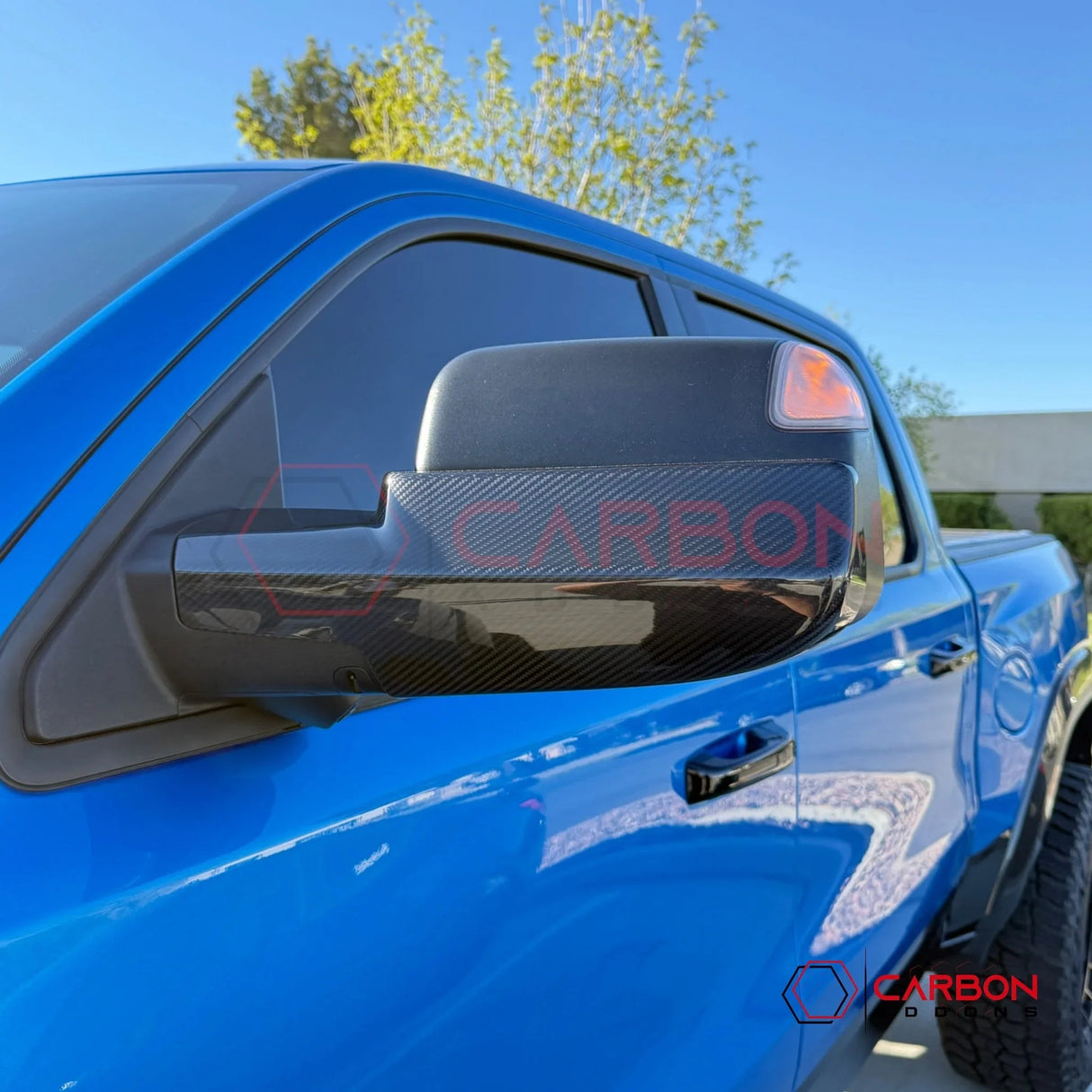 2019+ RAM 1500 / TRX / RHO Tow Mirror Base Real Carbon Fiber Covers