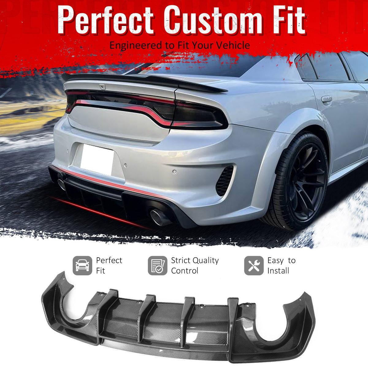 2020-2023 Dodge Charger Widebody Rear Diffuser Carbon Fiber Print